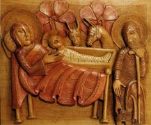 La Nativité du Christ,sculpture en bois de poirier