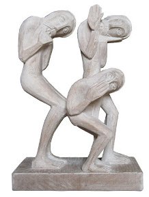 sculpture sur bois de trois orants